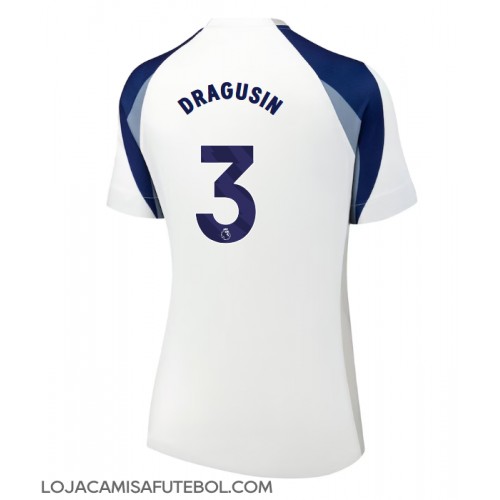 Camisa de Futebol Tottenham Hotspur Radu Dragusin #3 Equipamento Principal Mulheres 2025-26 Manga Curta